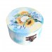Cutie rotunda lemn cu buchet de floarea soarelui 170707