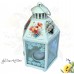 Felinar decorativ alb din metal cu model buchete de flori romantic - 120007