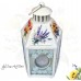 Felinar decorativ alb din metal cu model buchete de flori romantic - 120007