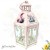 Felinar decorativ alb din metal cu model lavanda - 120806