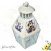 Felinar decorativ alb din metal cu model lavanda - 120806